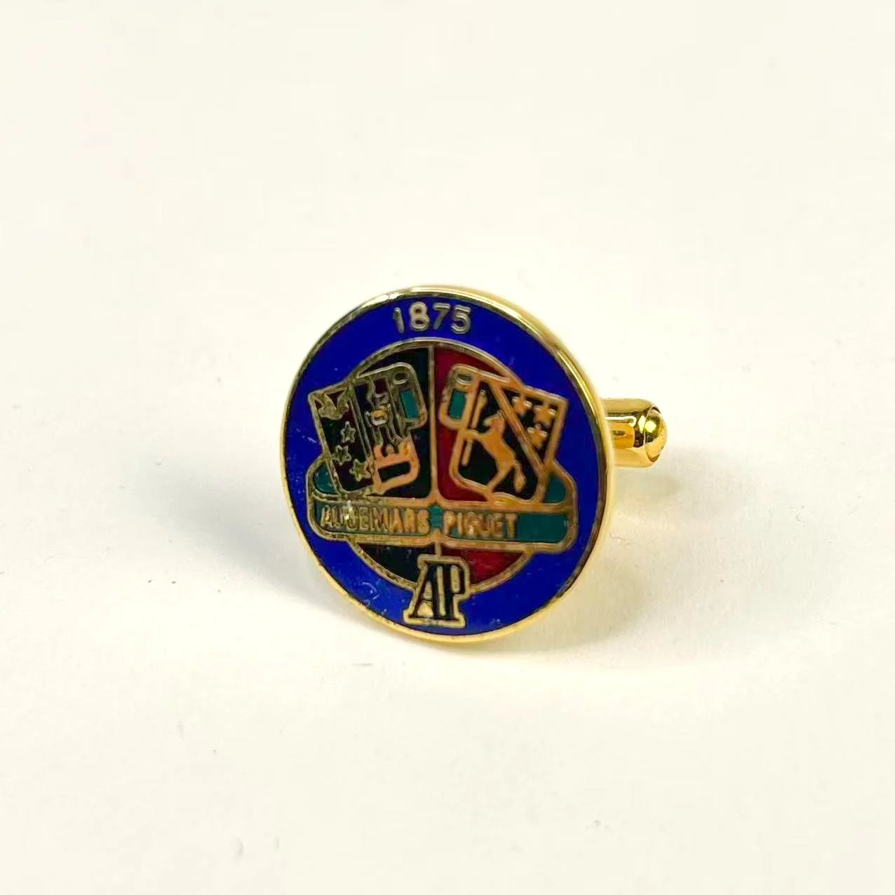 Audemars Piguet 1875 Blue Enamel Heritage Crest Cufflinks with Box